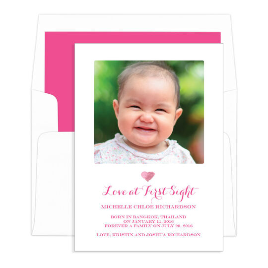 Pink Love At First Sight Photo Adoption Announcements